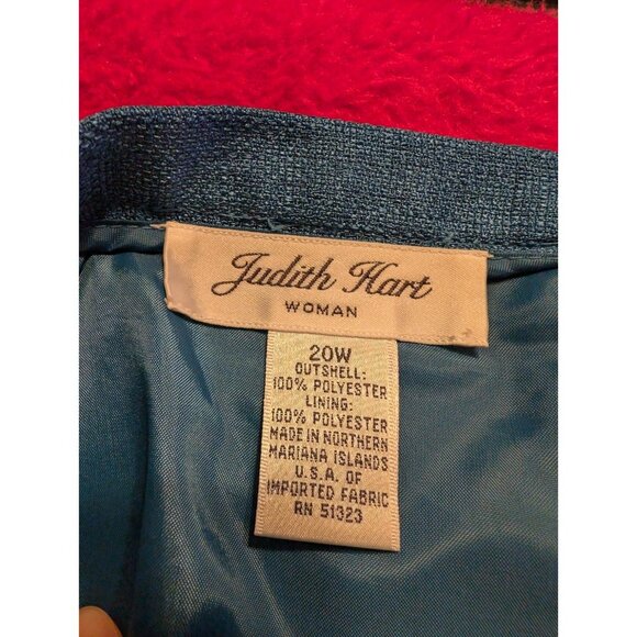 Vintage Judith Hart Skirt 20W Teal Blue Basketweave Texture Long Pencil Career - Picture 6 of 6